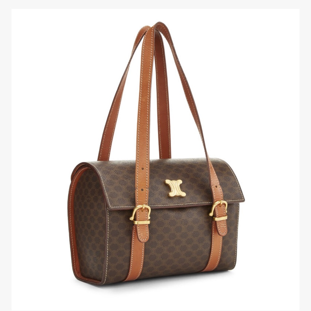 Celine Brown and Tan Leather Triomphe Satchel